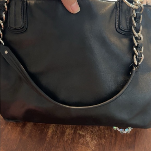 Coach Black Leather Tote with Chain Straps - Picture 4 of 4